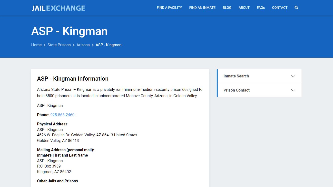 ASP - Kingman Inmate Search, AZ - Jail Exchange